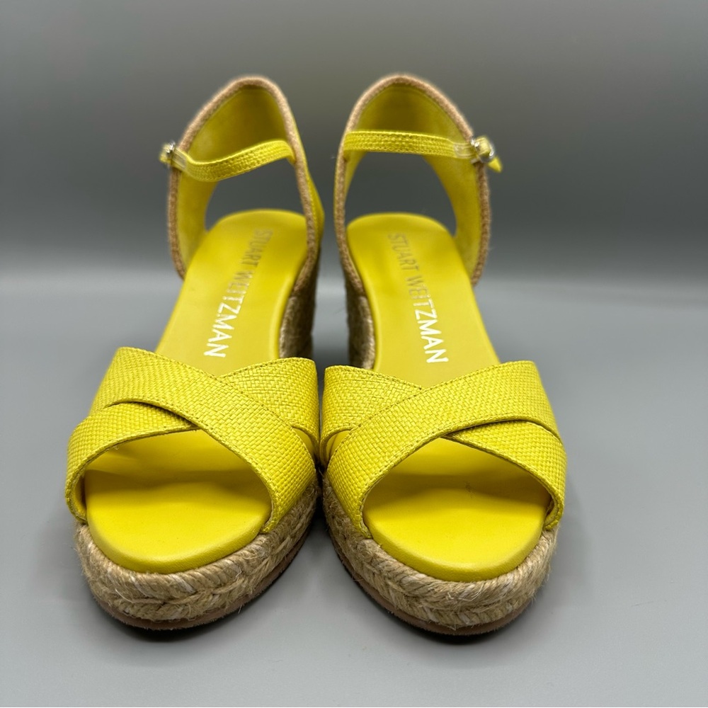 Stuart Weitzman Womens Mirela Espadrille Wedge Sandals Pistachio Yellow Size 8 - Picture 3 of 11